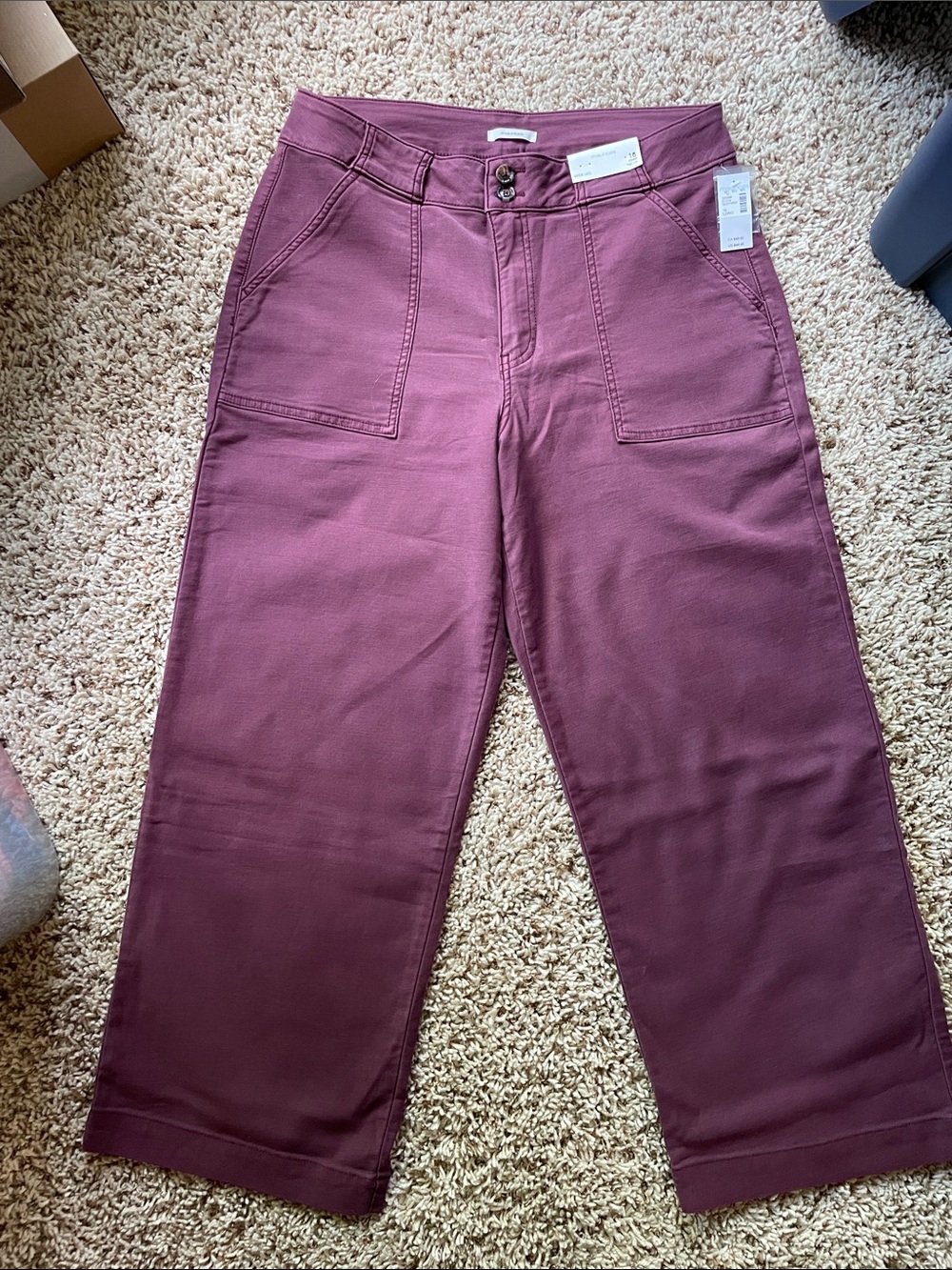 Maurices Wide Leg Crop Pants in Plum